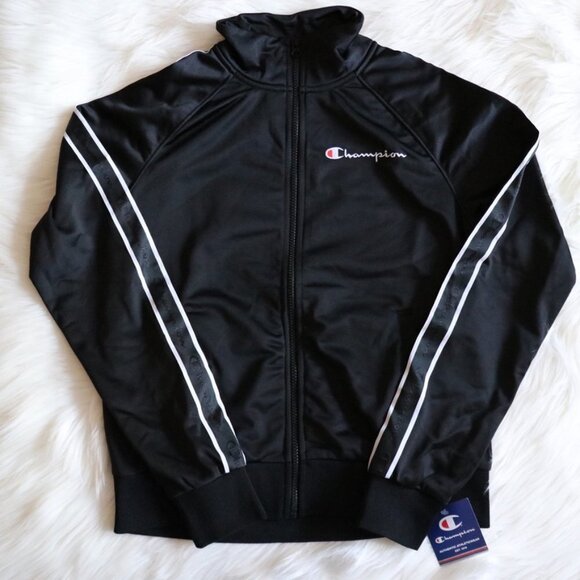 NWT Champion Black Stripe Logo Track Sports Jacket Size Small - Picture 3 of 7